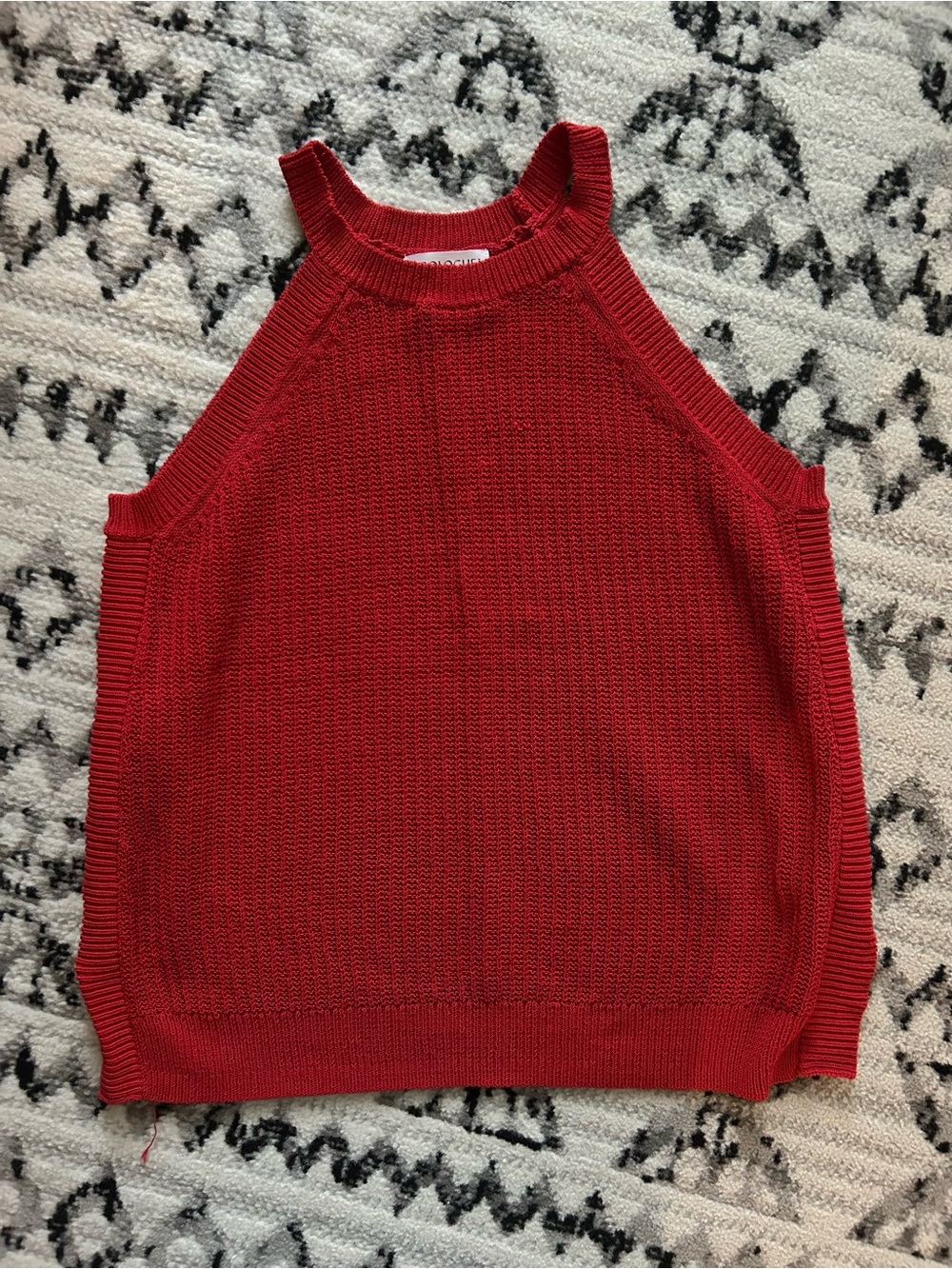 Prologue Red Ribbed Knit Halter Tank